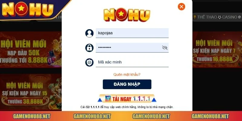 đăng nhập Game Nổ Hũ