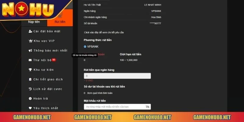 rút tiền Game Nổ Hũ