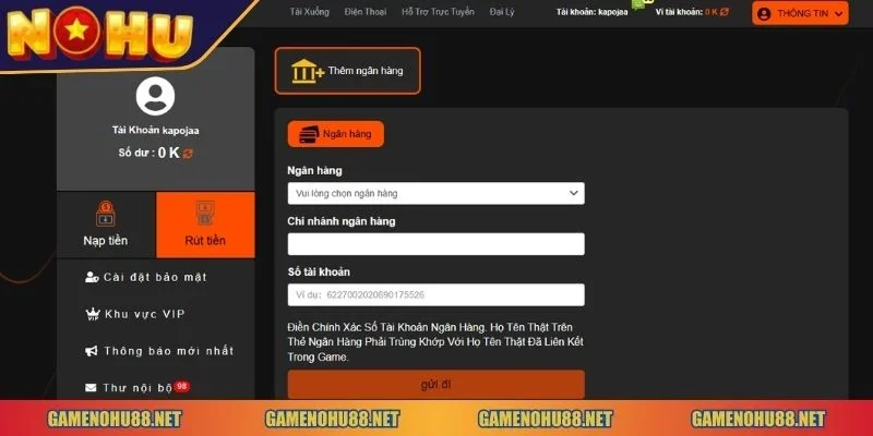 rút tiền Game Nổ Hũ